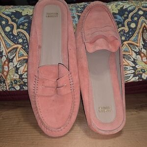 Johnston & Murphy Coral Pink Suede Penny Loafers